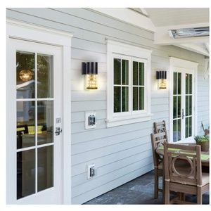 NEW Outdoor LED Wall Lantern Sconces for Front Porch Garage Patio (Set of 2)